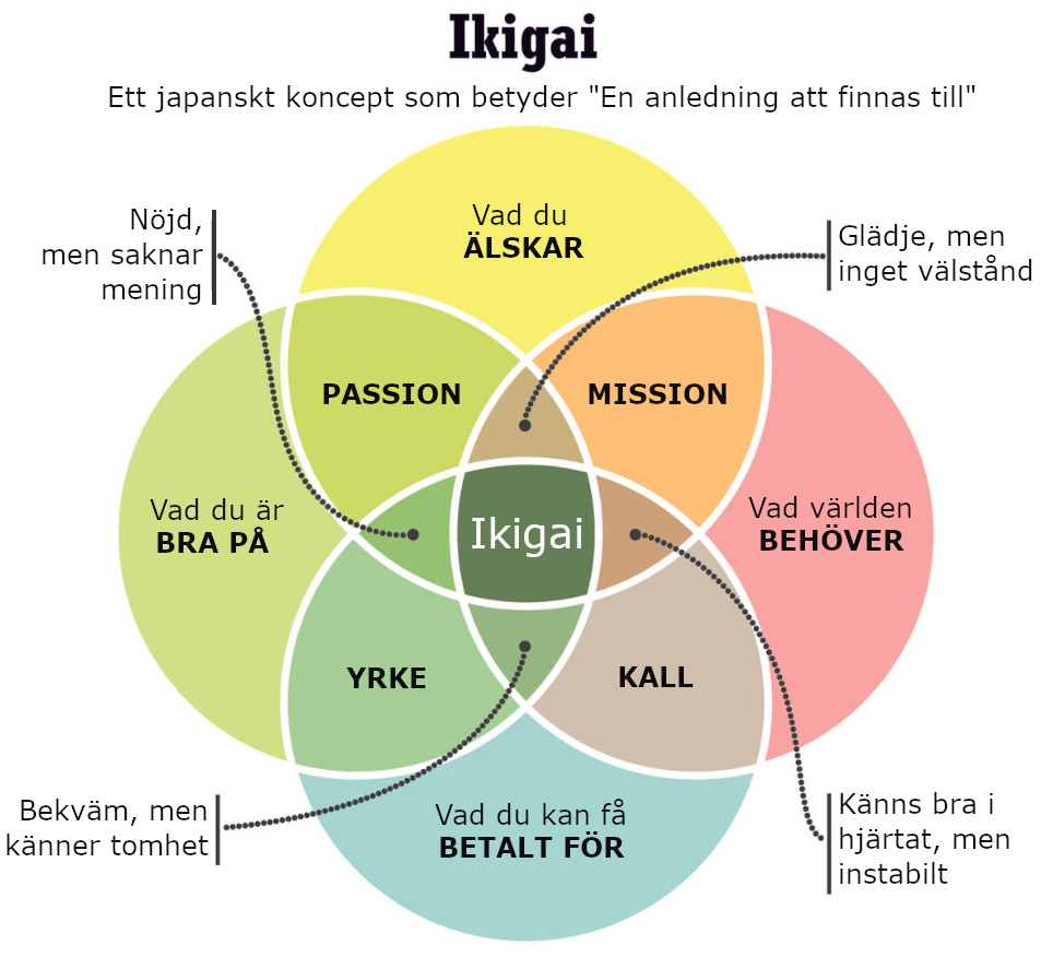 Ikigai diagram på svenska